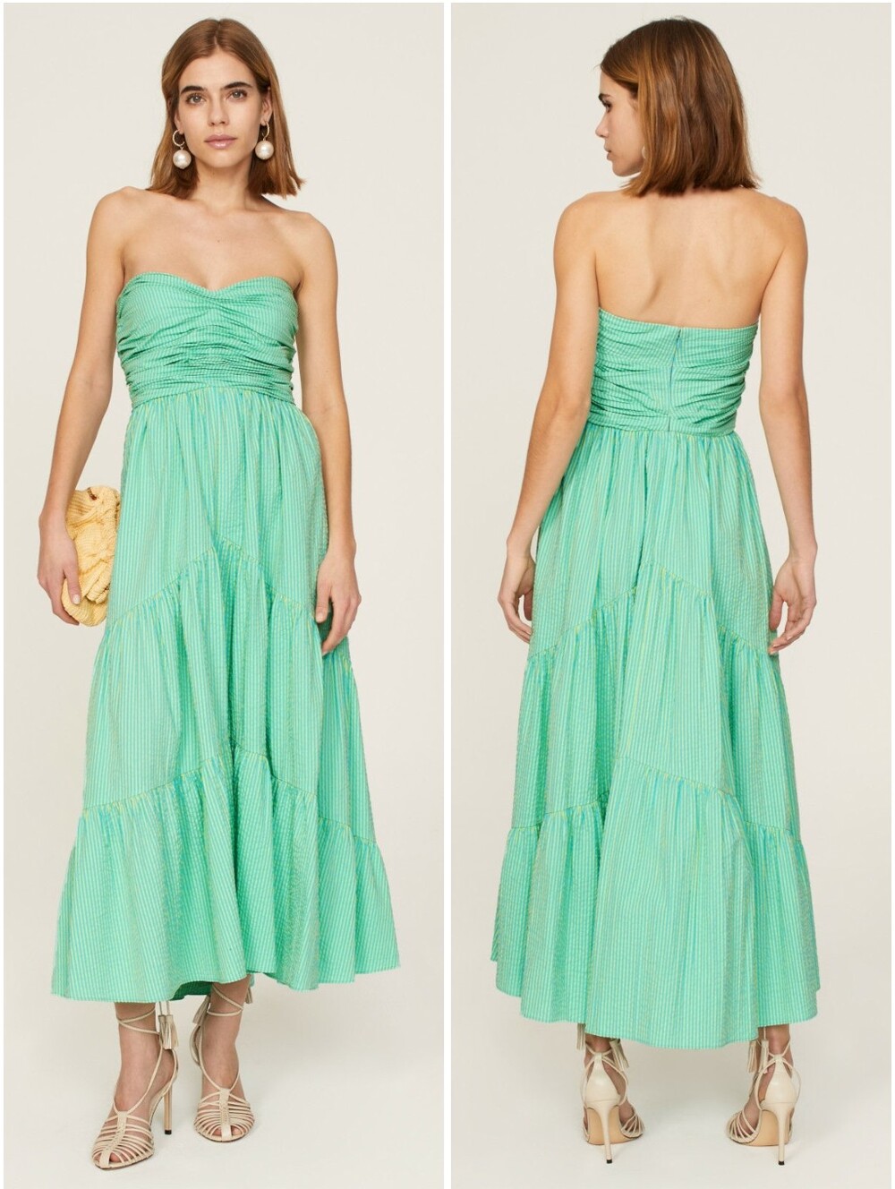 Cinq a Sept Maurice Strapless Seersucker Midi Dress 2